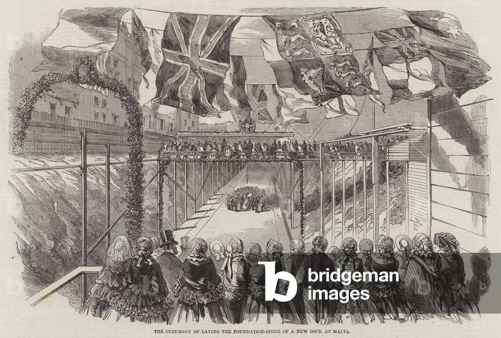 The Ceremony of Laying the Foundation-Stone of a New Dock at Malta (engraving)