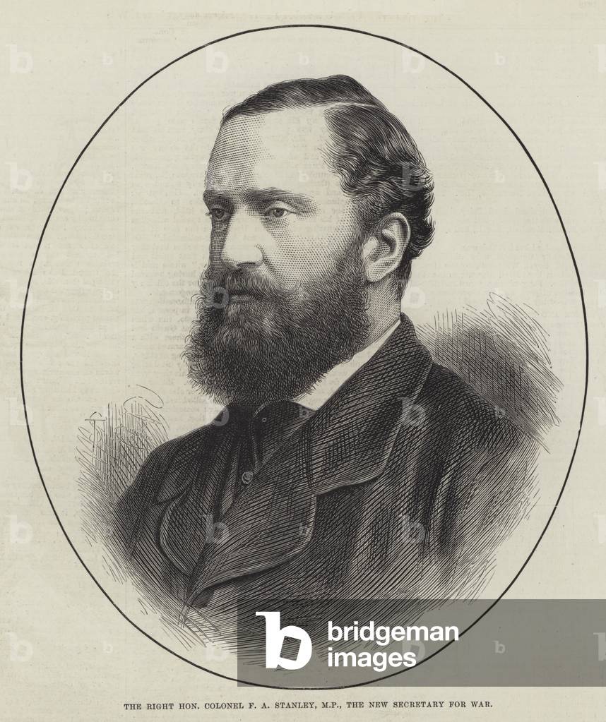 The Right Honourable Colonel F A Stanley, MP, the New Secretary for War (engraving)