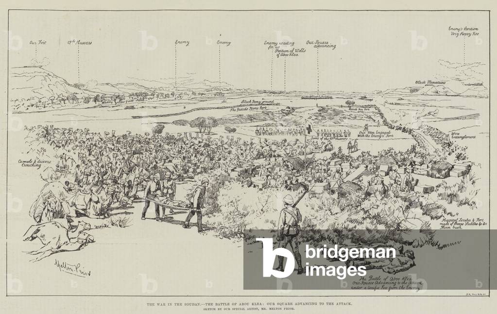 The War in the Soudan, the Battle of Abou Klea, Our Square advancing to the Attack (litho)