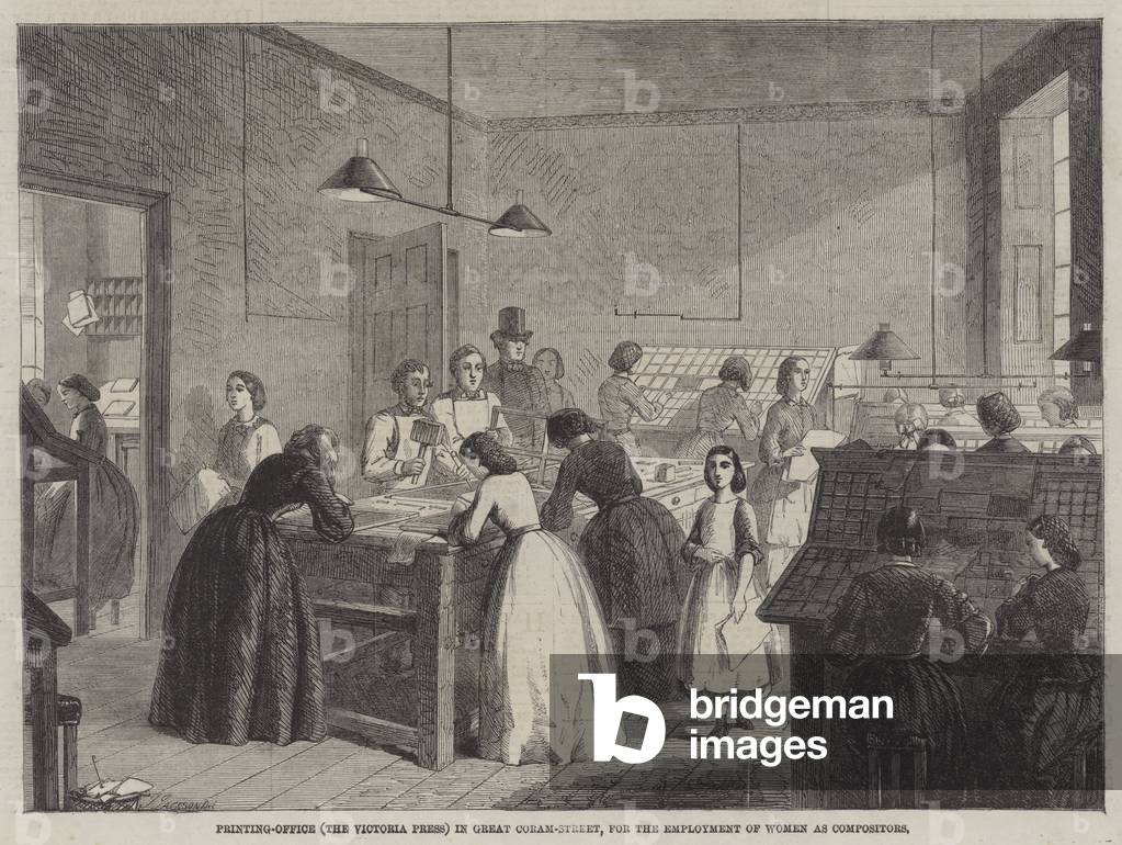Printing-Office (The Victoria Press) in Great Coram-Street, for the Employment of Women as Compositors (engraving)