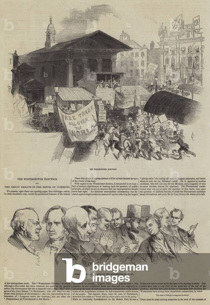 The Westminster Election, and the Great Debate in the House of Commons (engraving)