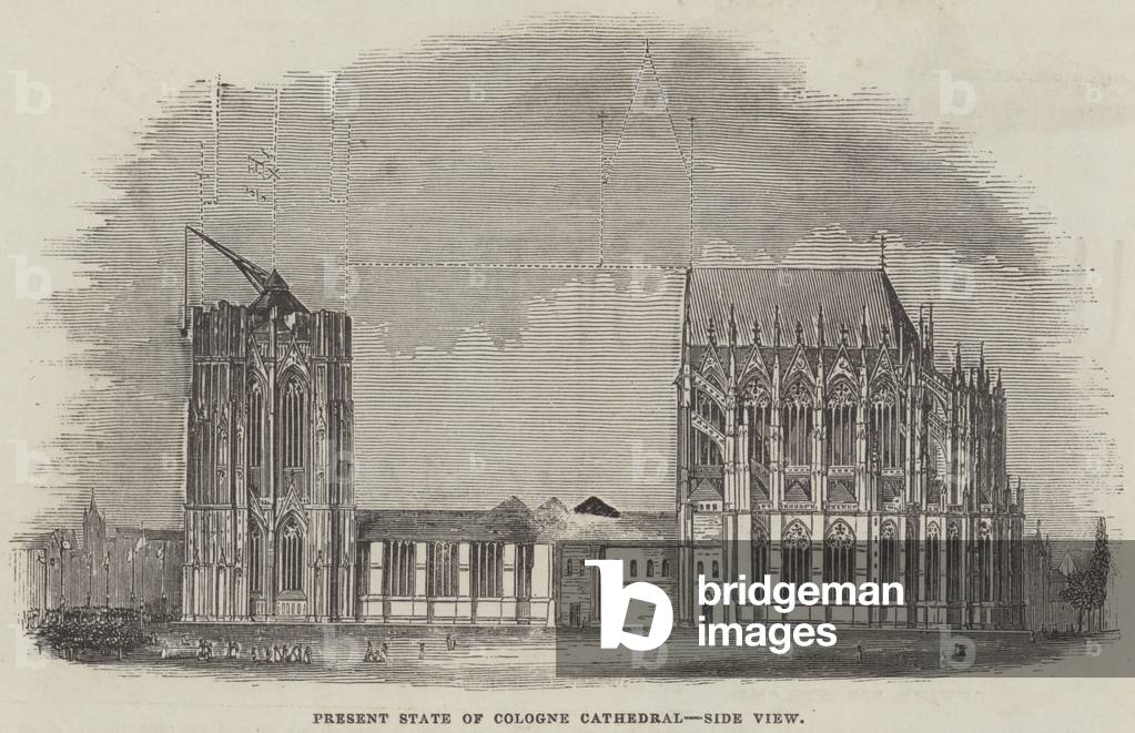Present State of Cologne Cathedral, Side View (engraving)