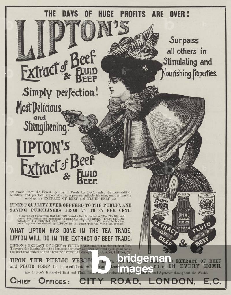 Advertisement, Lipton's Extract of Beef and Fluid Beef (engraving)