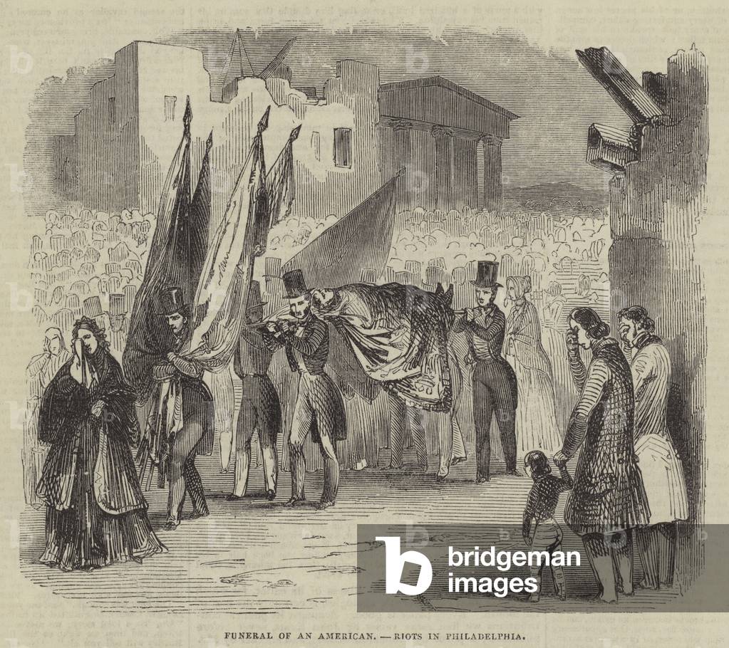 Funeral of an American, Riots in Philadelphia (engraving)