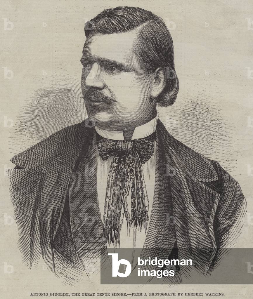 Antonio Giuglini, the Great Tenor Singer (engraving)