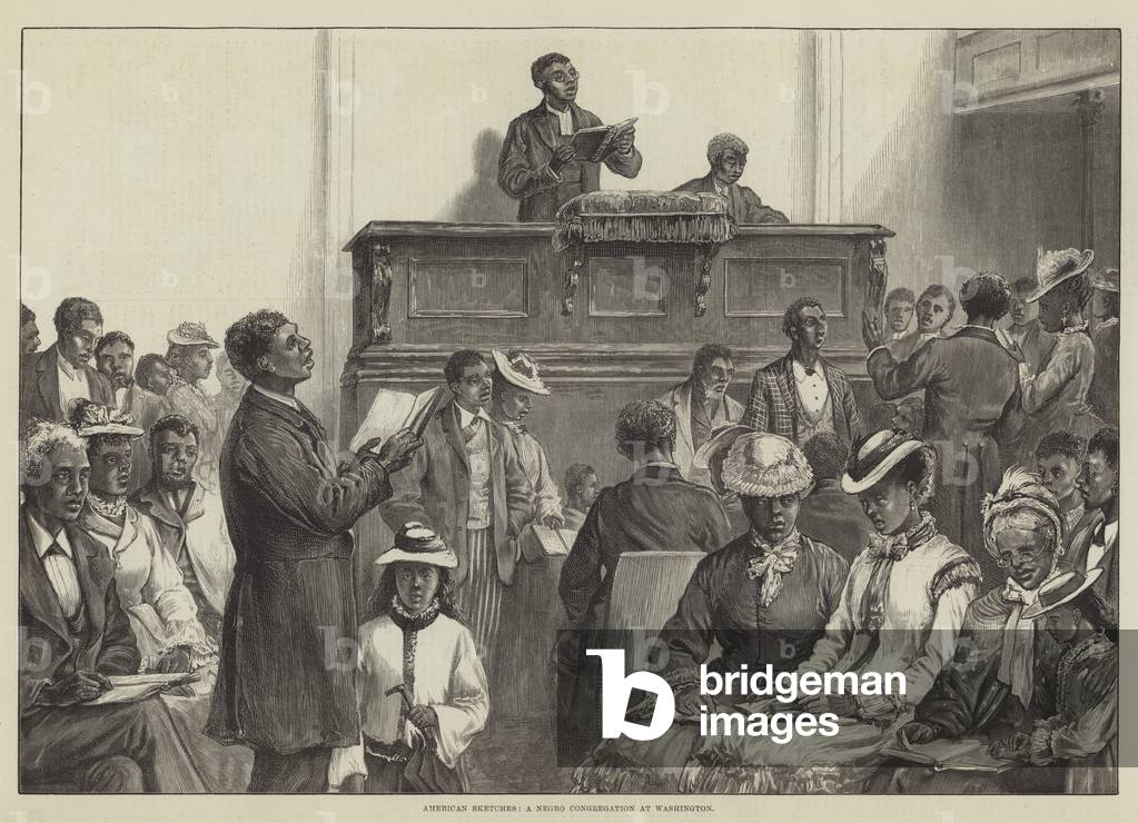 American Sketches, a Negro Congregation at Washington (engraving)