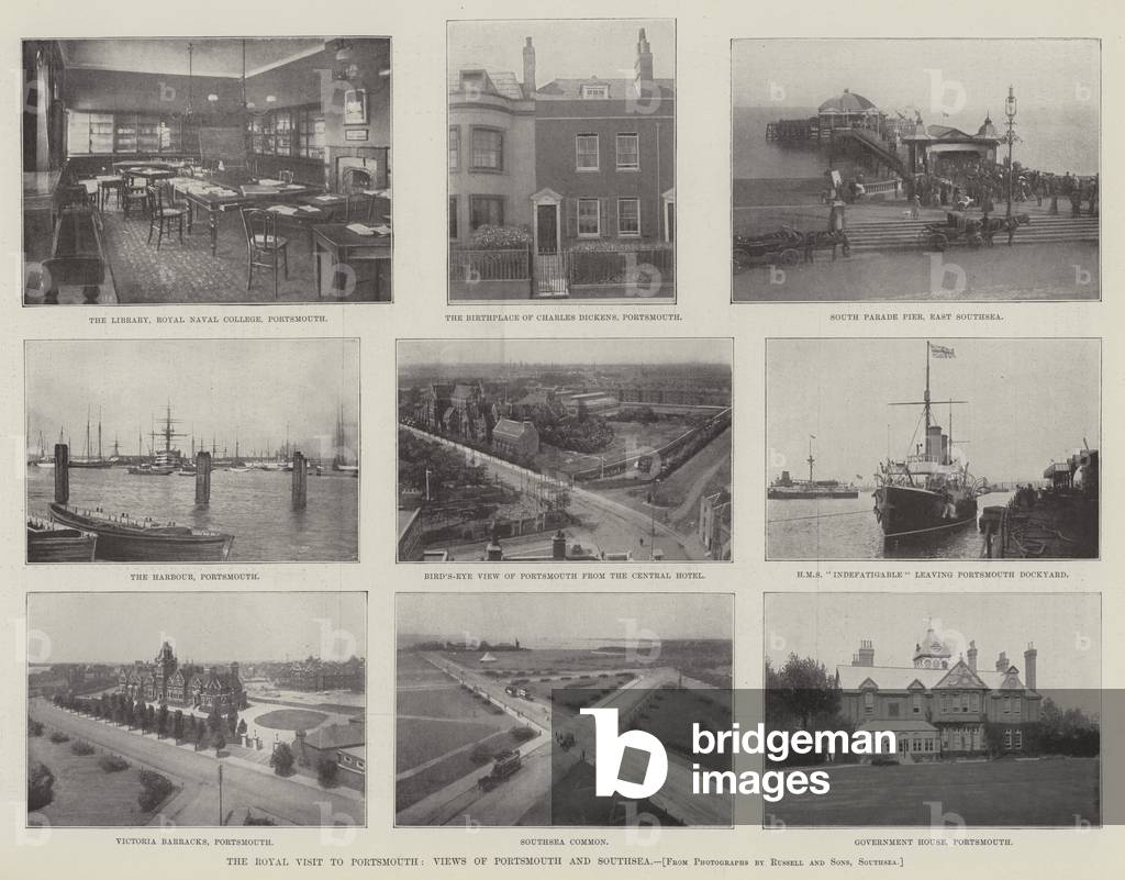 The Royal Visit to Portsmouth, Views of Portsmouth and Southsea (b/w photo)