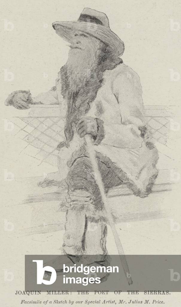 Joaquin Miller, the Poet of the Sierras (litho)