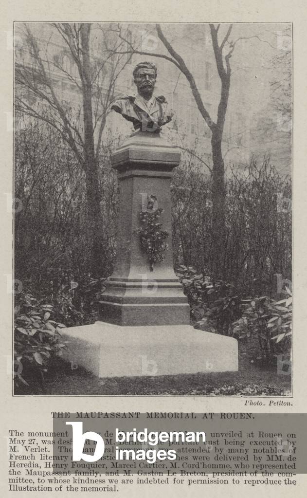 The Maupassant Memorial at Rouen (b/w photo)