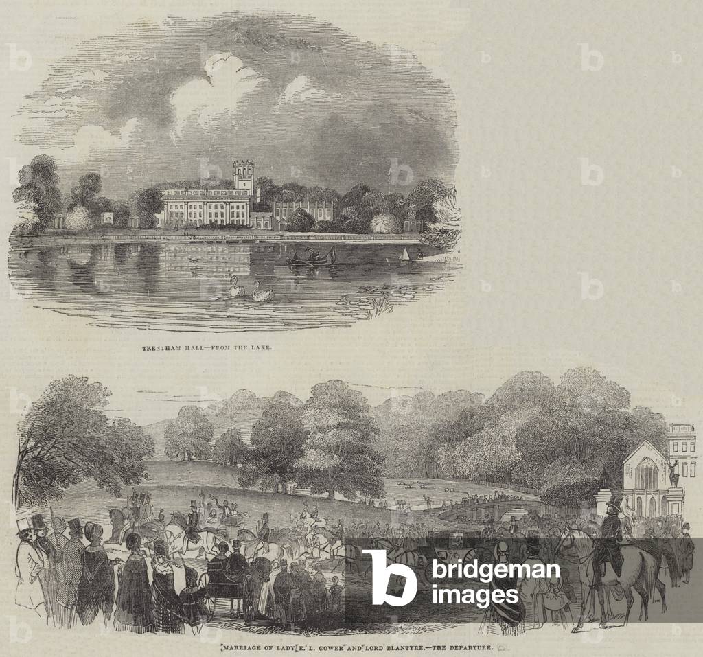 Society Wedding at Trentham Hall (engraving)