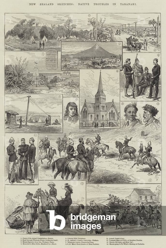 New Zealand Sketches, Native Troubles in Taranaki (engraving)