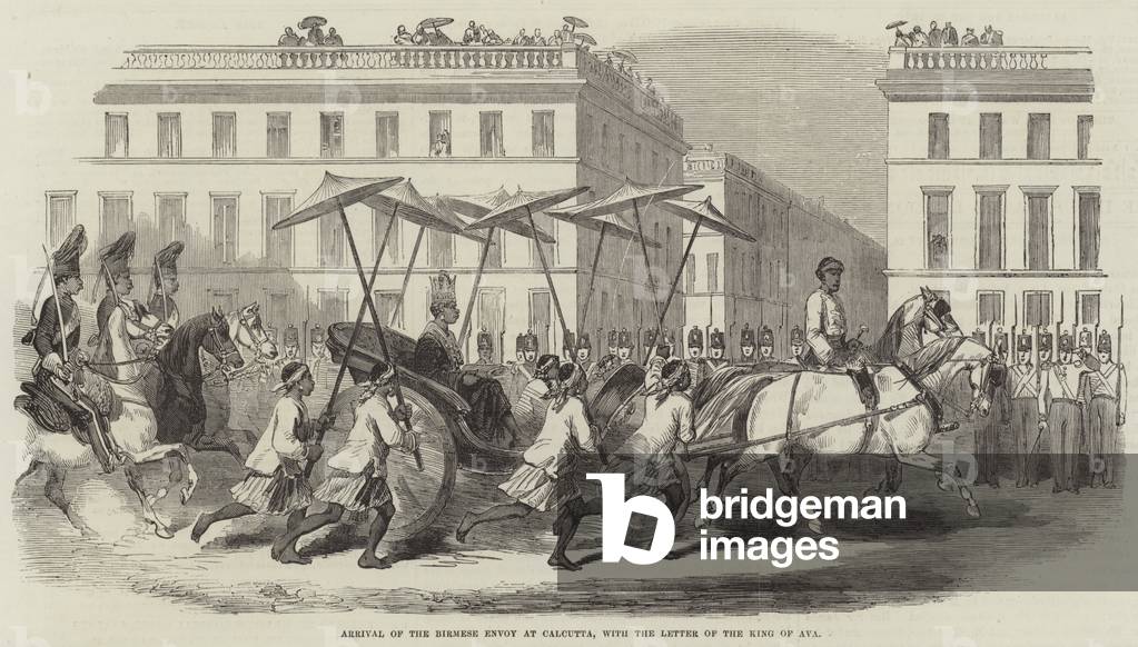 Arrival of the Birmese Envoy at Calcutta, with the Letter of the King of Ava (engraving)