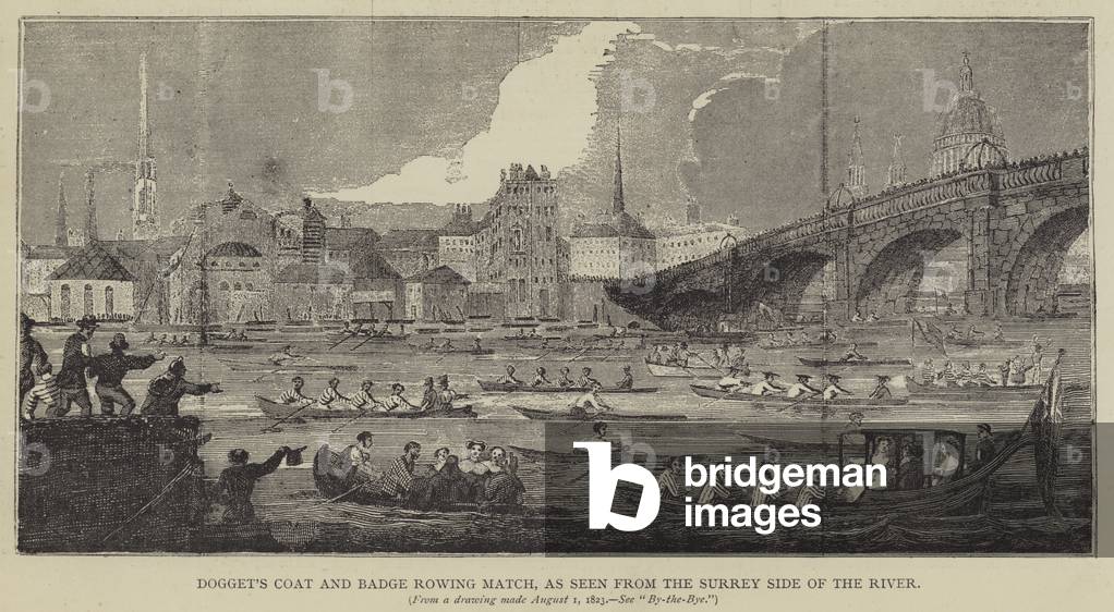 Dogget's Coat and Badge Rowing Match, as seen from the Surrey Side of the River (engraving)