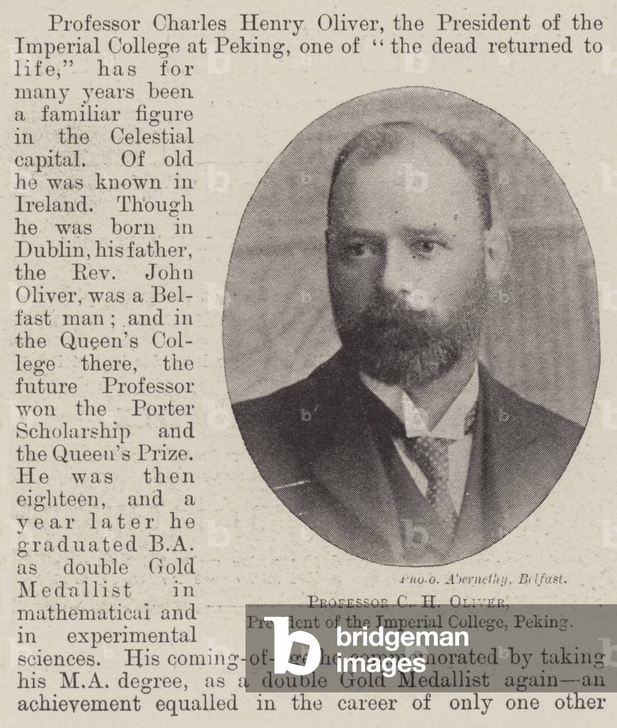 Professor C H Oliver, President of the Imperial College, Peking (b/w photo)