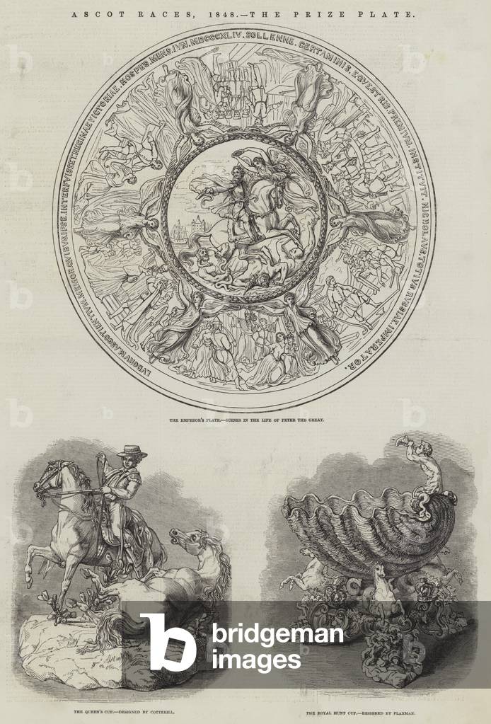 Ascot Races, 1848, the Prize Plate (engraving)