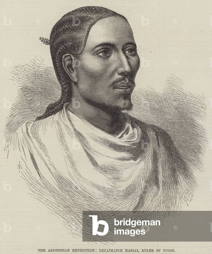The Abyssinian Expedition, Dejajmatch Kassai, Ruler of Tigre (engraving)