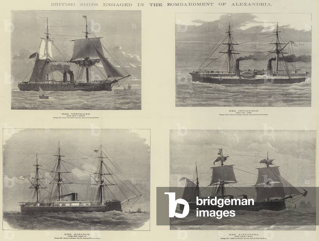 British Ships engaged in the Bombardment of Alexandria (engraving)