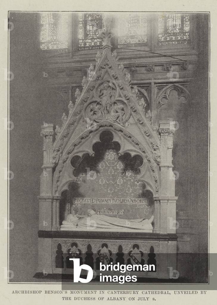 Archbishop Benson's Monument in Canterbury Cathedral, unveiled by the Duchess of Albany on 8 July (b/w photo)