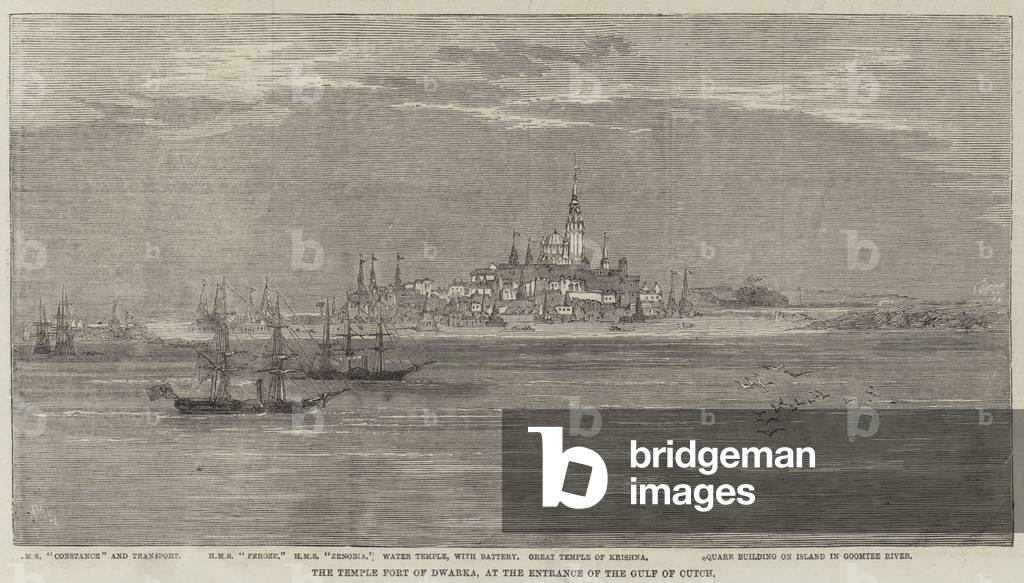 The Temple Fort of Dwarka, at the Entrance of the Gulf of Cutch (engraving)