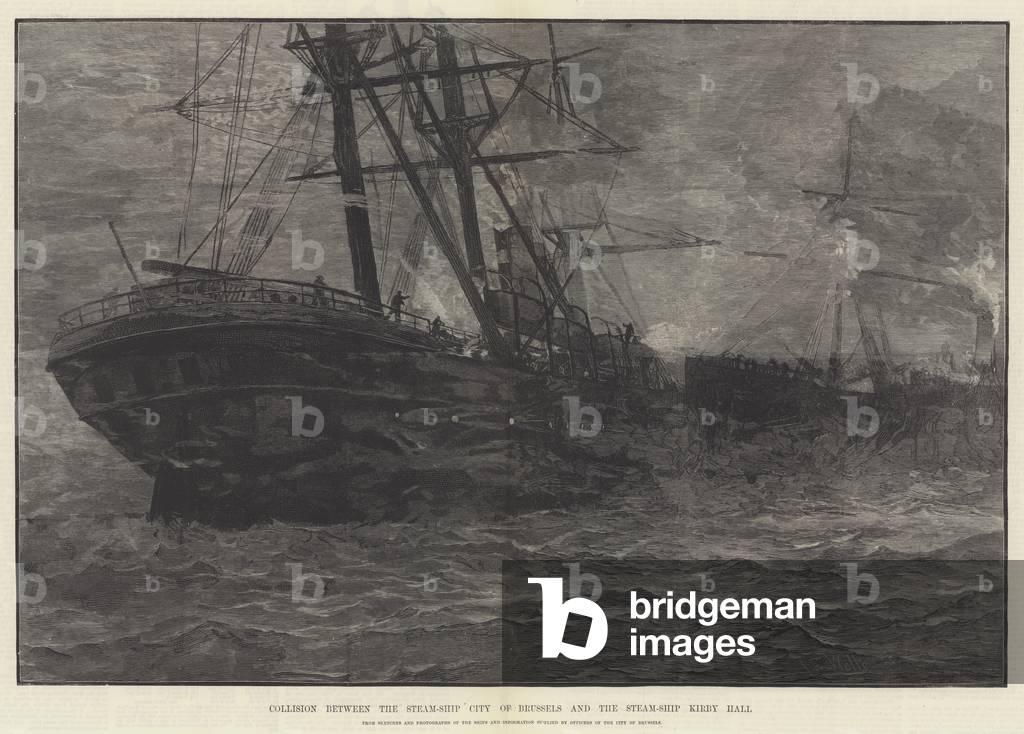 Collision between the Steam-Ship City of Brussels and the Steam-Ship Kirby Hall (engraving)