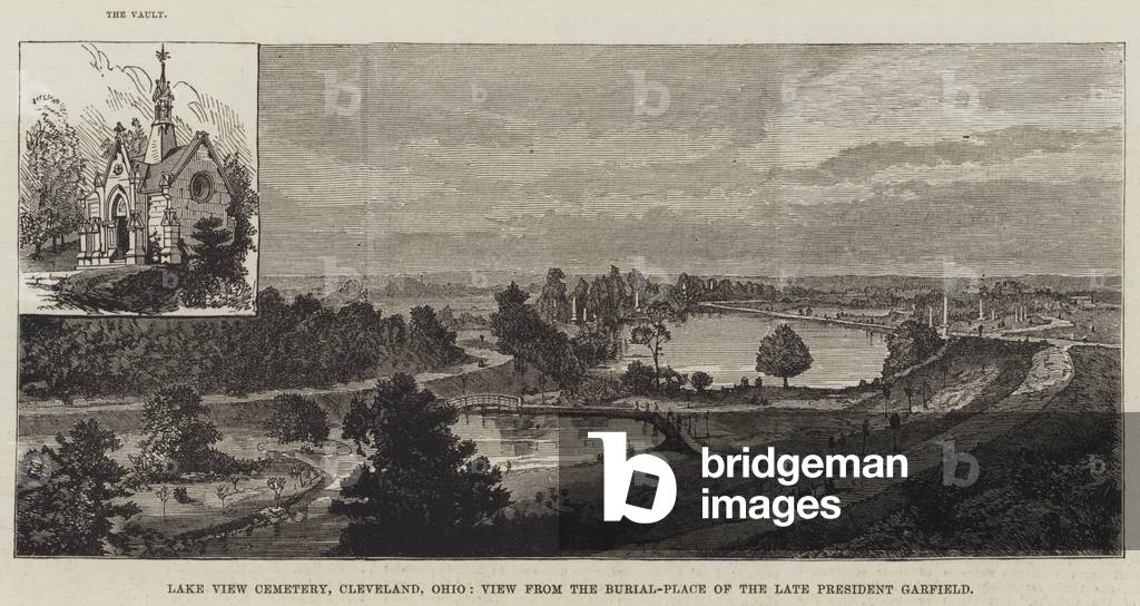 Lake View Cemetery, Cleveland, Ohio, View from the Burial-Place of the late President Garfield (engraving)