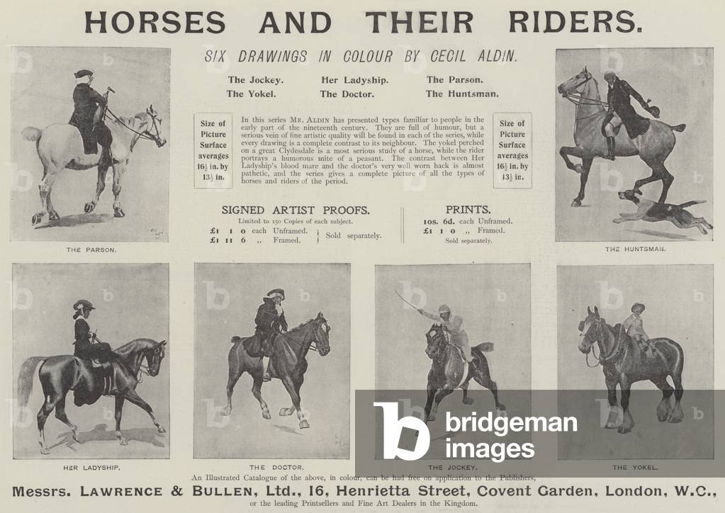 Advertisement, Horses and their Riders (engraving)