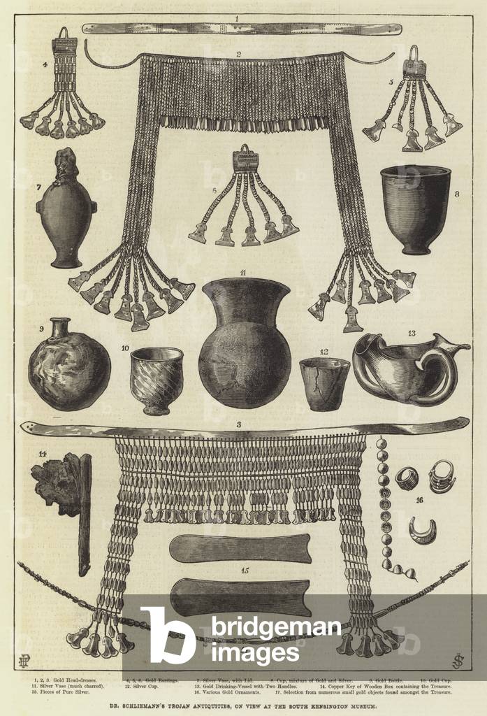 Dr Schliemann's Trojan Antiquities, on View at the South Kensington Museum (engraving)
