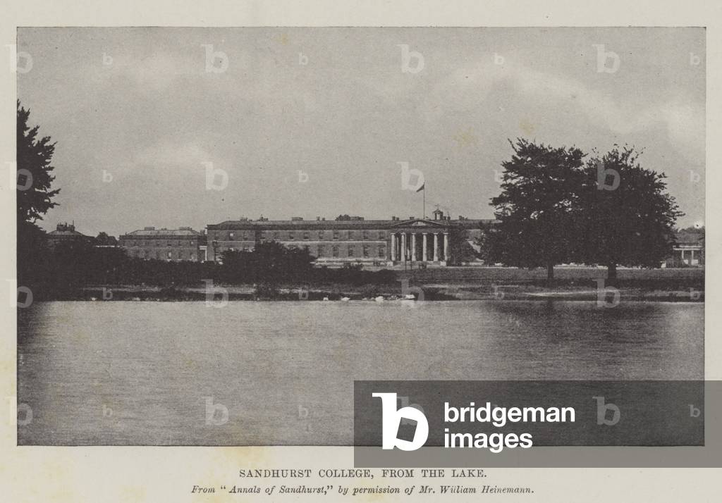 Sandhurst College, from the Lake (b/w photo)