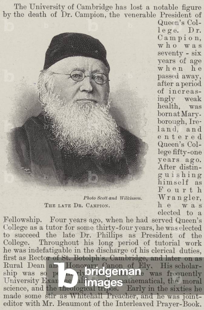The late Dr Campion (engraving)