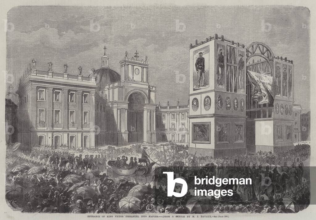 Entrance of King Victor Emmanuel into Naples (engraving)