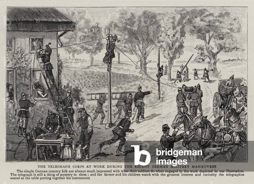 The Telegraph Corps at Work during the Recent German Military Manoeuvres (engraving)