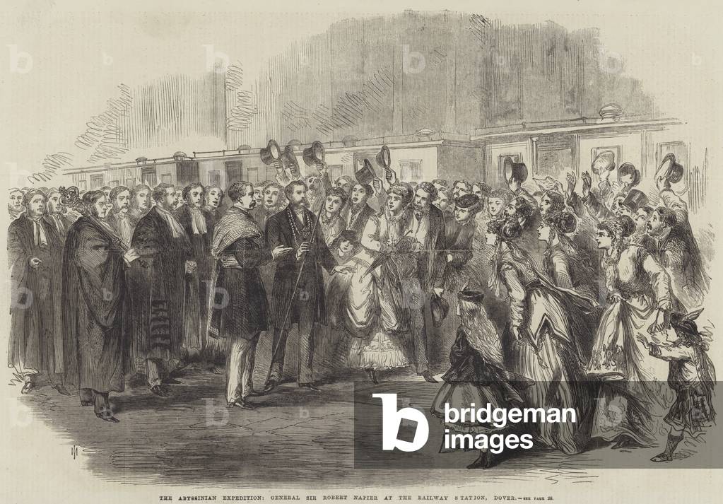 The Abyssinian Expedition, General Sir Robert Napier at the Railway Station, Dover (engraving)