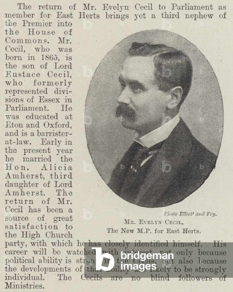 Mr Evelyn Cecil, the New MP for East Herts (b/w photo)