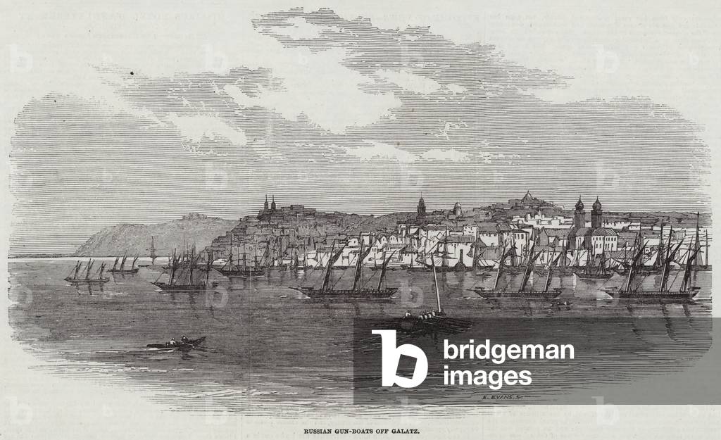Russian Gun-Boats off Galatz (engraving)
