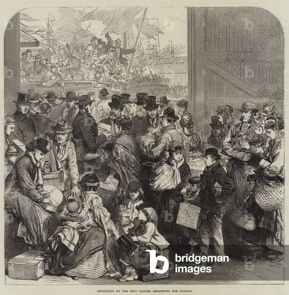 Emigrants by the Ship Ganges departing for Canada (engraving)
