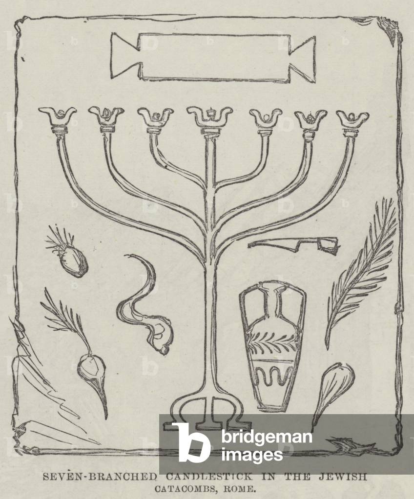 Seven-Branched Candlestick in the Jewish Catacombs, Rome (engraving)
