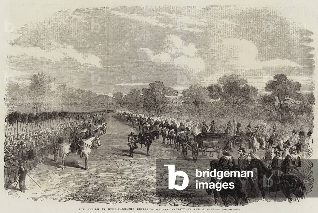 The Review in Hyde-Park, the Reception of Her Majesty by the Guards (engraving)