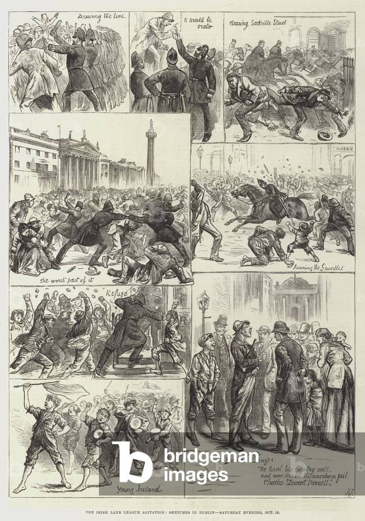 The Irish Land League Agitation, Sketches in Dublin, Saturday Evening, 15 October (engraving)