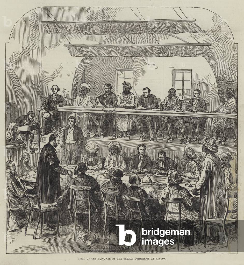 Trial of the Guicowar by the Special Commission at Baroda (engraving)