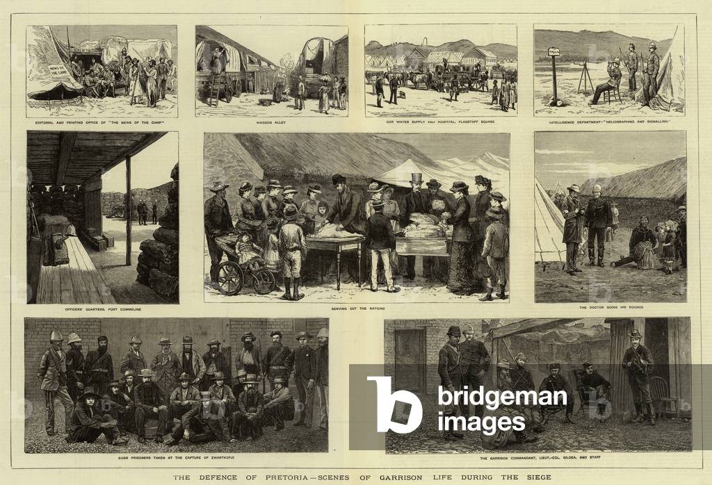 The Defence of Pretoria, Scenes of Garrison Life during the Siege (engraving)