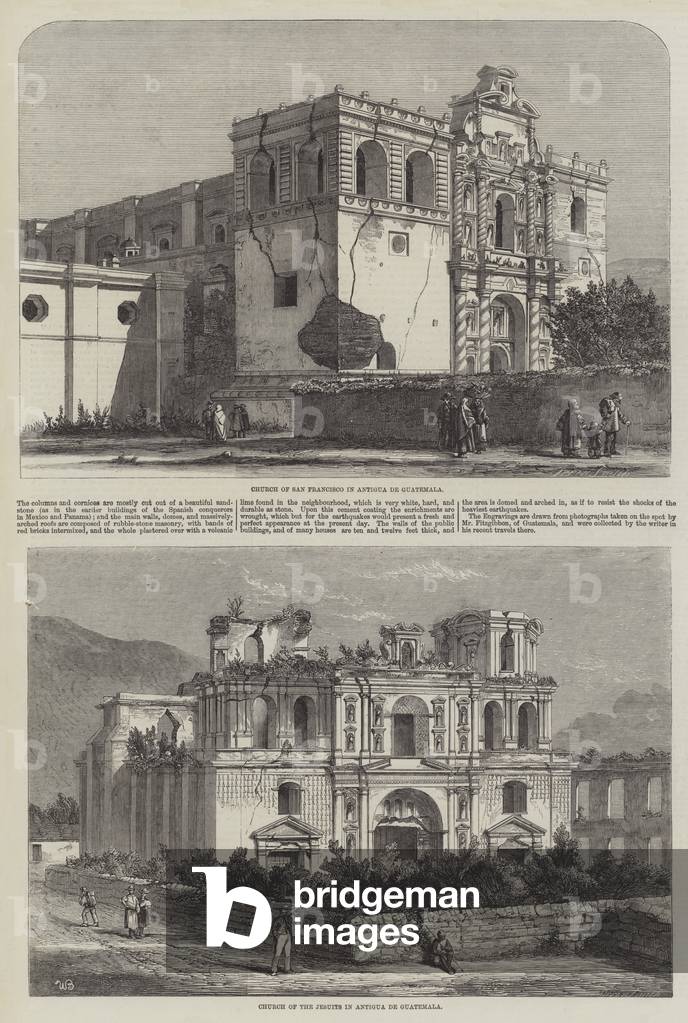 Churches in Antigua Guatemala (engraving)