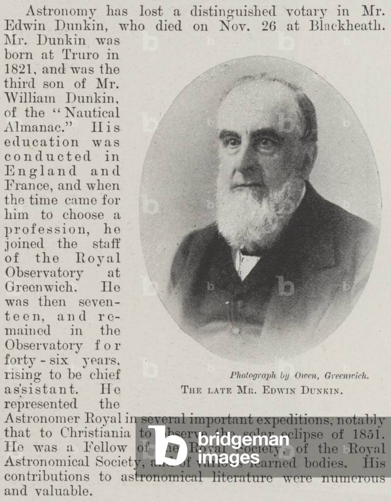 The late Mr Edwin Dunkin (b/w photo)