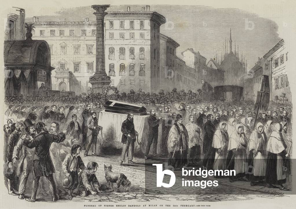 Funeral of Signor Emilio Dandolo at Milan on the 22nd February (engraving)