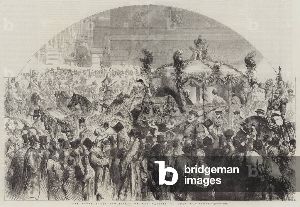 The Usual State Procession of Her Majesty to open Parliament (engraving)