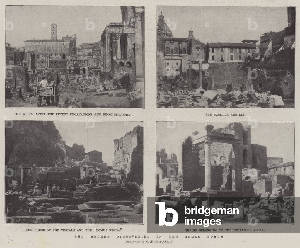The Recent Discoveries in the Roman Forum (b/w photo)