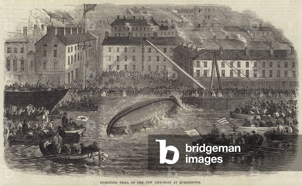 Upsetting Trial of the New Life-Boat at Queenstown (engraving)