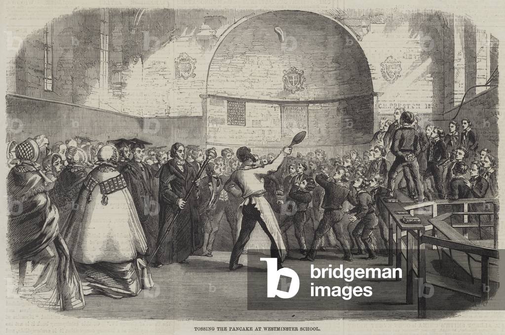 Tossing the Pancake at Westminster School (engraving)