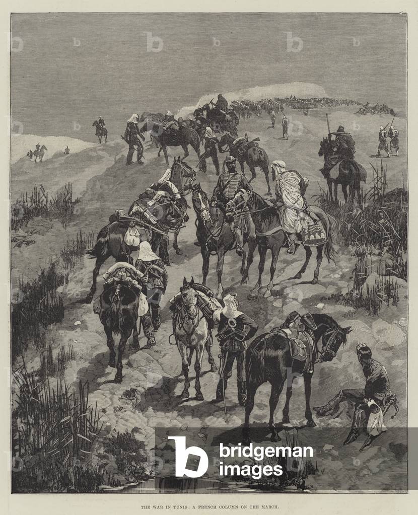 The War in Tunis, a French Column on the March (engraving)