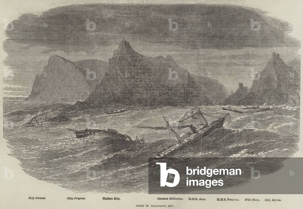 Storm in Balaclava Bay (engraving)