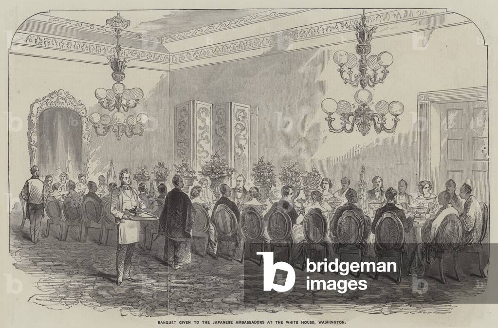 Banquet Given to the Japanese Ambassadors at the White House, Washington (engraving)
